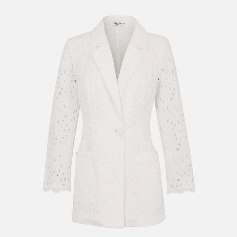 Charo Ruiz Ibiza White Kora Broderie Anglaise Blazer Size Medium